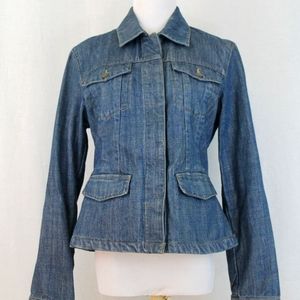 EDDIE BAUER Jean Jacket Blue Cotton Denim Utility Jacket S Y2k Like New